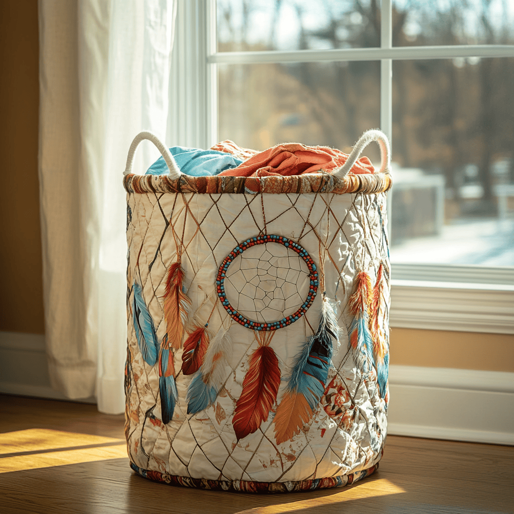 Spirit Feathers Quilted Laundry Basket Holiday Favorite Gift