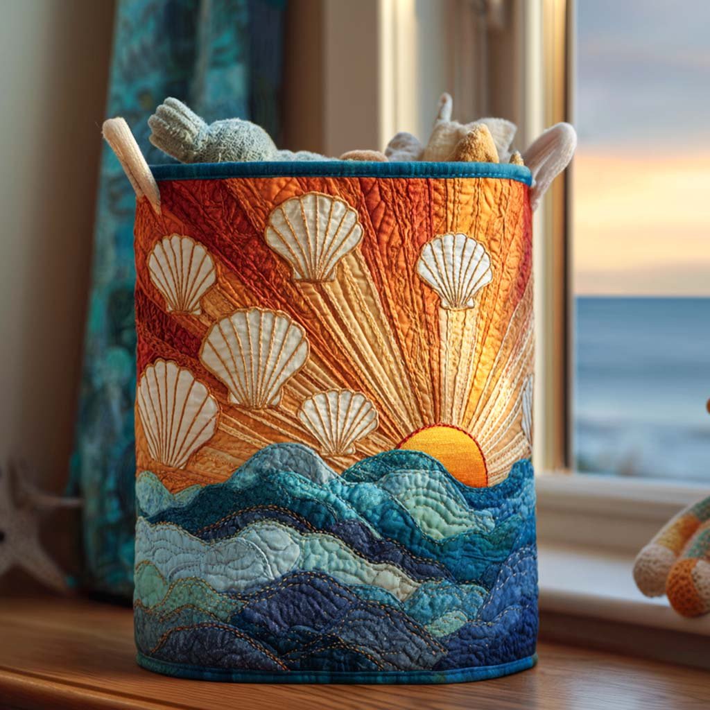 Seaside Shell Spirit Quilted Laundry Basket Spring Merch Pick