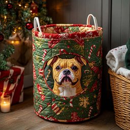 Jolly Bulldog Quilted Laundry Basket Summer Merch Vibes