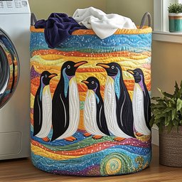 Penguin Heaven Quilted Laundry Basket Excellent Gift For Her