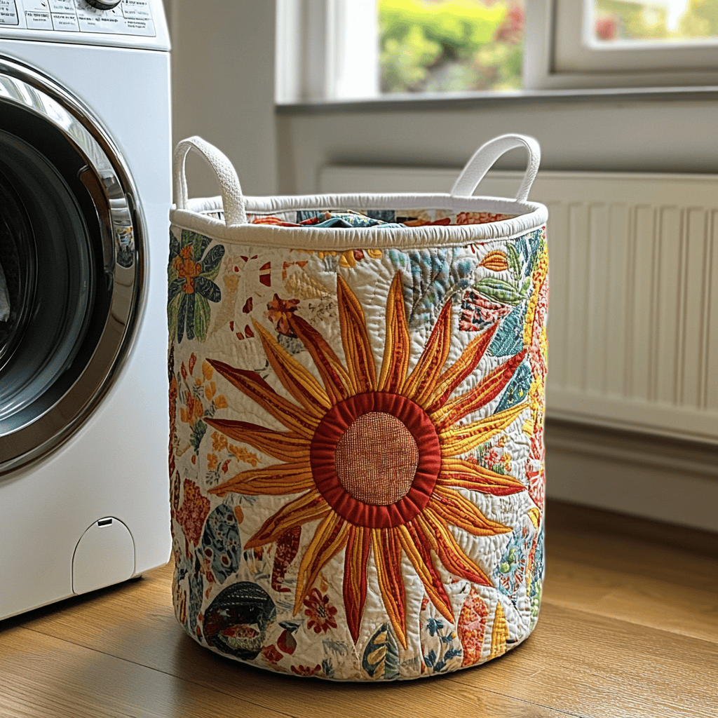 Meadow Sunburst Quilted Laundry Basket Anniversary Merch Gift