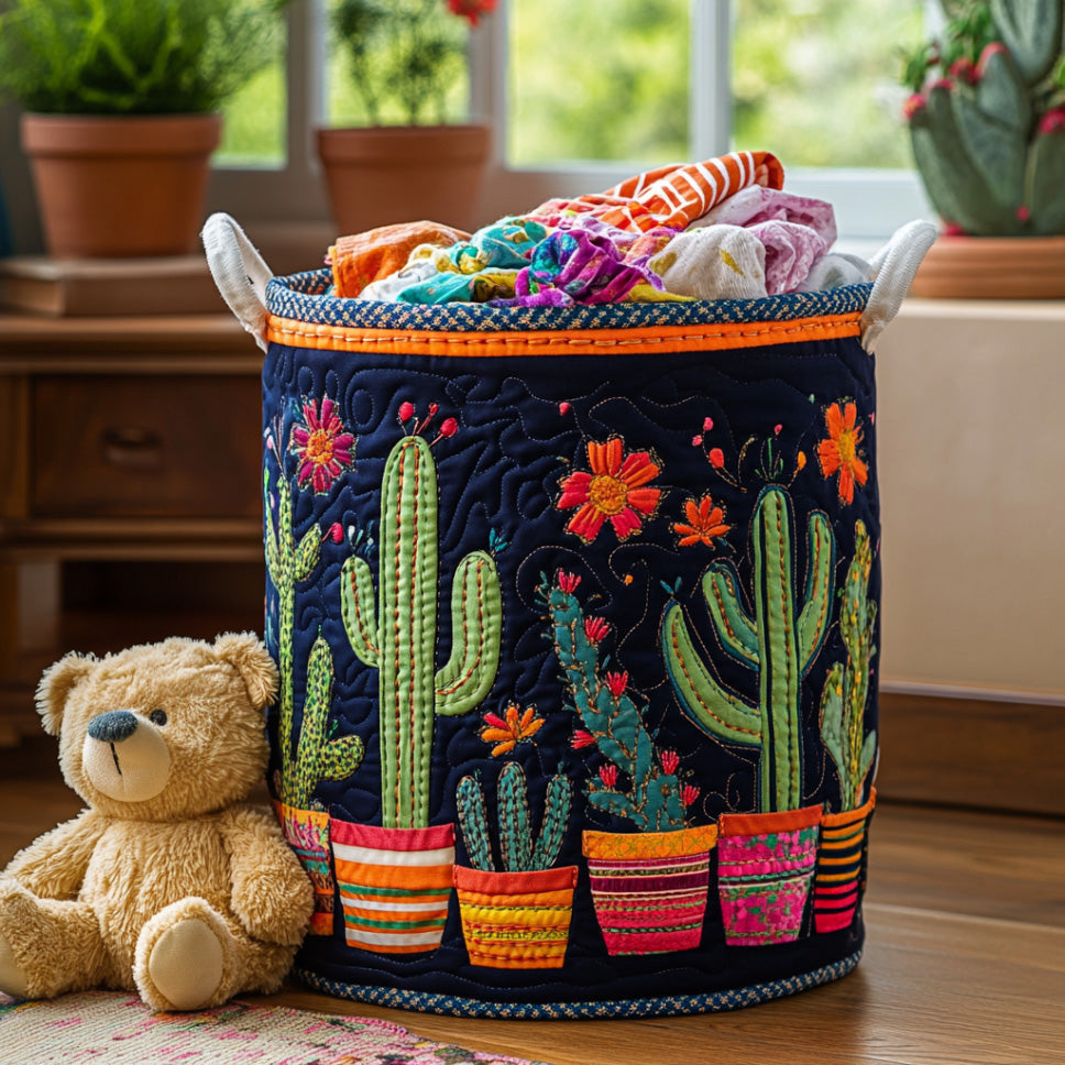 Succulent Dreams Quilted Laundry Basket Perfect Birthday Gift Idea