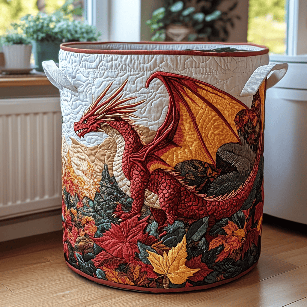 River Dragon Quilted Laundry Basket Holiday Favorite Gift