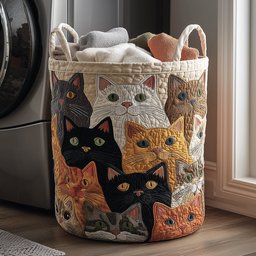 Furry Faces Quilted Laundry Basket Excellent Gift For Her