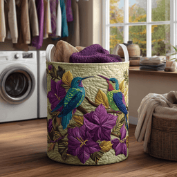 Hummingbird Bloom Quilted Laundry Basket Must-Have Home Essential