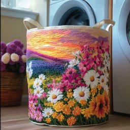 Sea Of Flowers Quilted Laundry Basket Merch For Kids