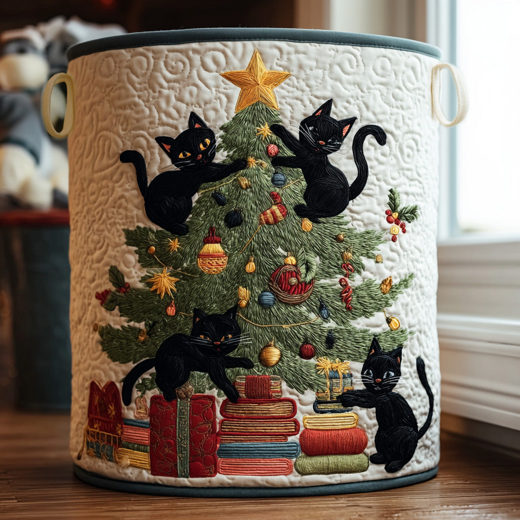 Yuletide Mischief Quilted Laundry Basket Merch For Him