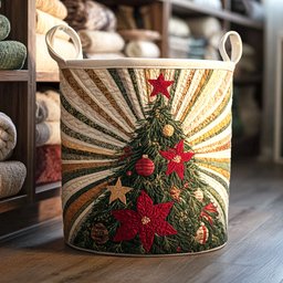 Starburst Pine Quilted Laundry Basket Holiday Gift For Laundry Lovers