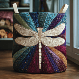 Shining Dragonfly Quilted Laundry Basket New Year Merch Gift