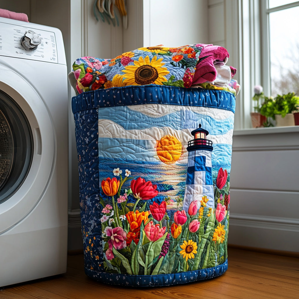 Ocean Beacon Quilted Laundry Basket New Year Merch Gift