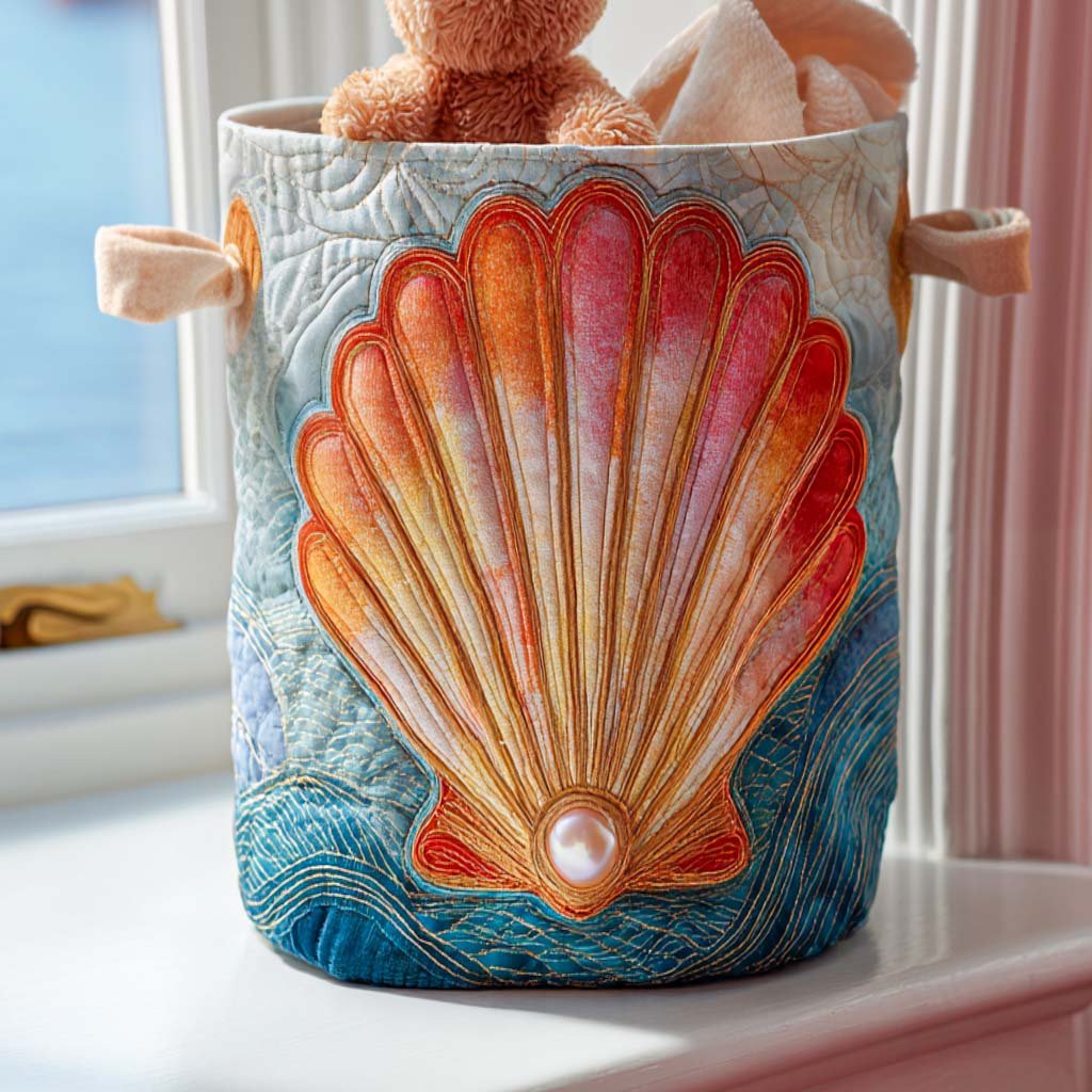 Ocean Pearl Magic Quilted Laundry Basket Merch For Home And Living