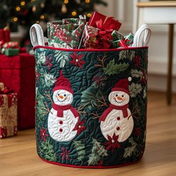 Holly Night Quilted Laundry Basket Merch For Her