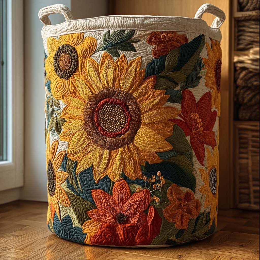 Sunlit Fields Quilted Laundry Basket Holiday Season Merch