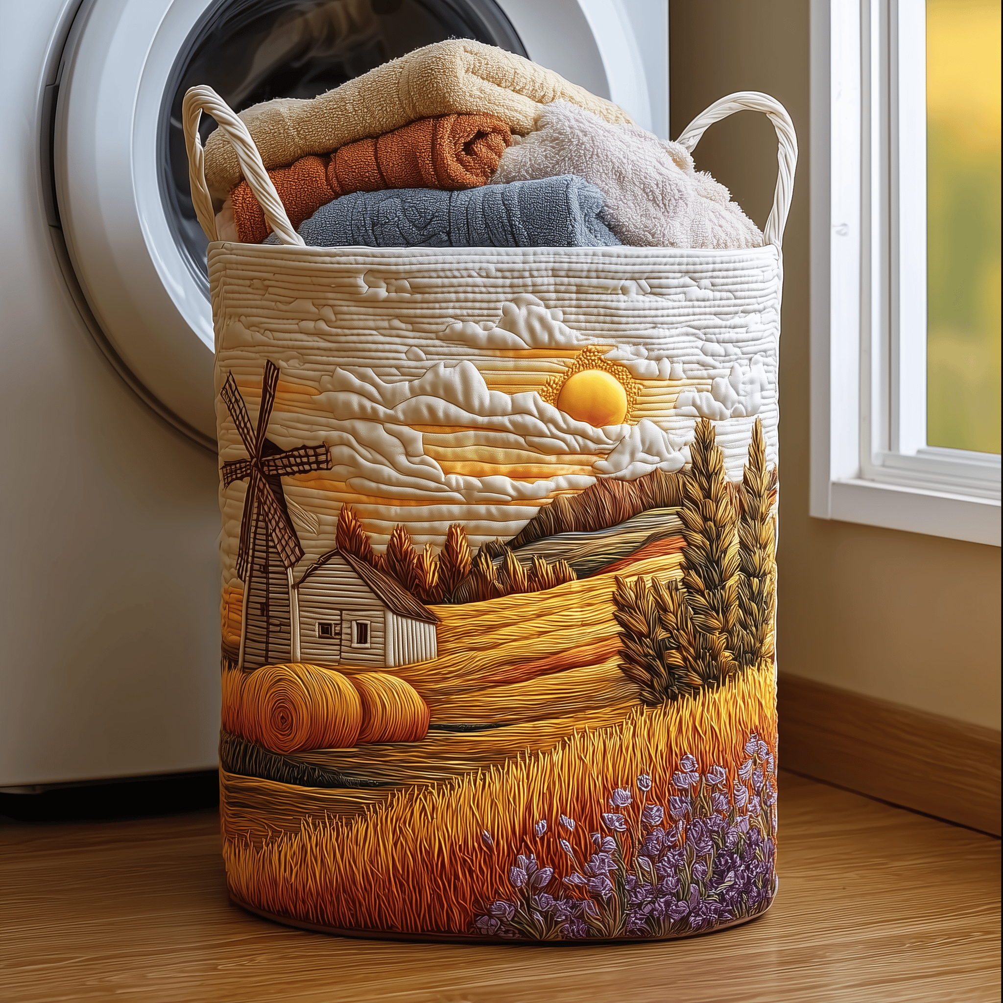 Wheat Dream Quilted Laundry Basket Summer Merch Vibes