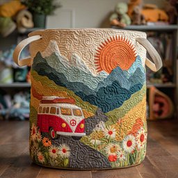 Sunny Trip Quilted Laundry Basket Birthday Merch Gift
