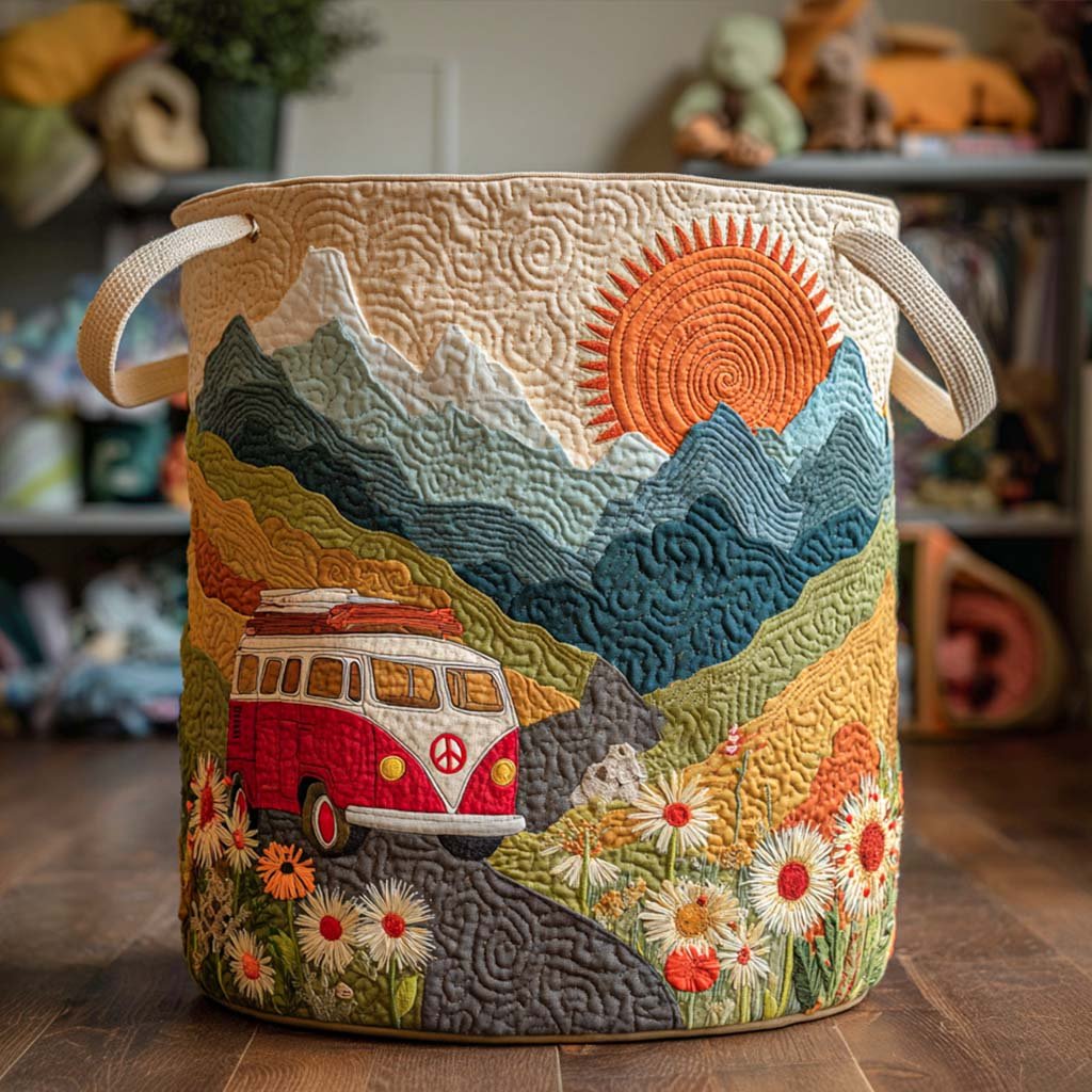 Sunny Trip Quilted Laundry Basket Birthday Merch Gift