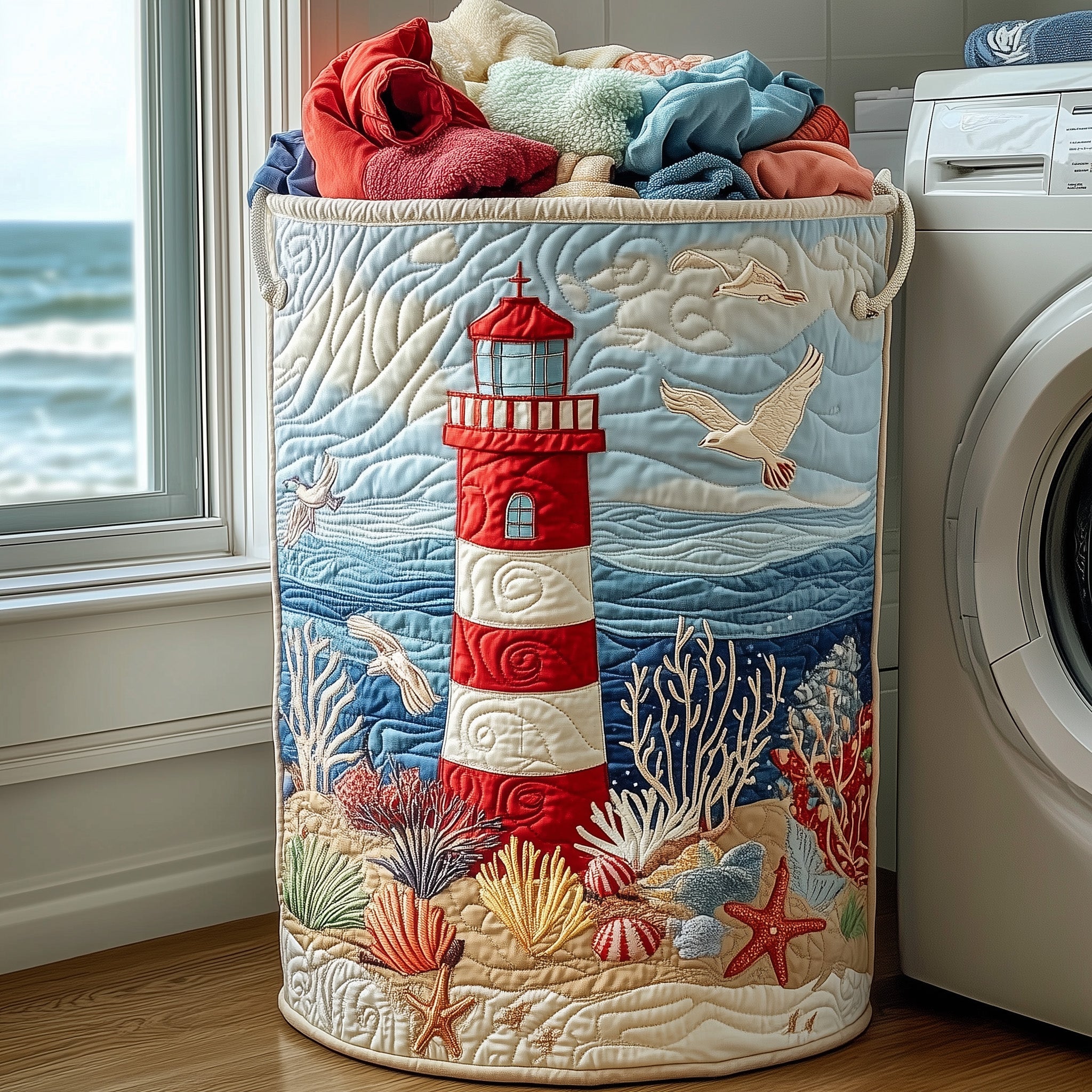 Lighthouse Quilted Laundry Basket Merch For Him