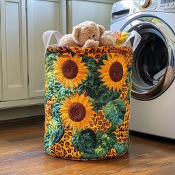 Golden Bloom Quilted Laundry Basket Valentine�s Day Merch Gift