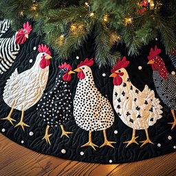 Rustic Gatherings Quilted Christmas Tree Skirt Festive Christmas Tree Skirt for Holiday Decor