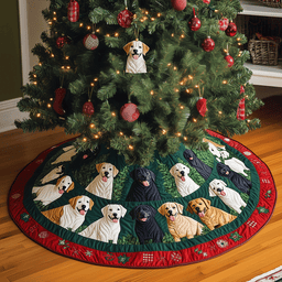 Labrador Christmas Cheer Quilted Christmas Tree Skirt Holiday Merch That Completes Your Christmas Setup