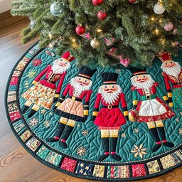 Winter Glow Christmas Quilted Tree Skirt Popular Gift Merch for Christmas Enthusiasts