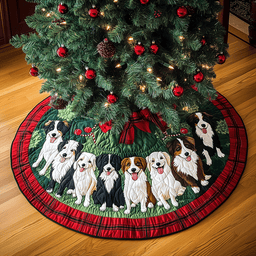 Puppy Pals Christmas Quilted Christmas Tree Skirt Perfect Holiday Gift for Home Decor Lovers