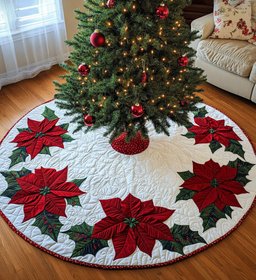 Winter Solstice Swirl Quilted Christmas Tree Skirt Adorable Holiday Tree Skirt for Cozy Spaces