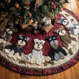 Schnauzer Claus Quilted Christmas Tree Skirt Custom Christmas Tree Skirt Merch for Your Family Perfect Merch Gift Tree Skirt for Holiday Season