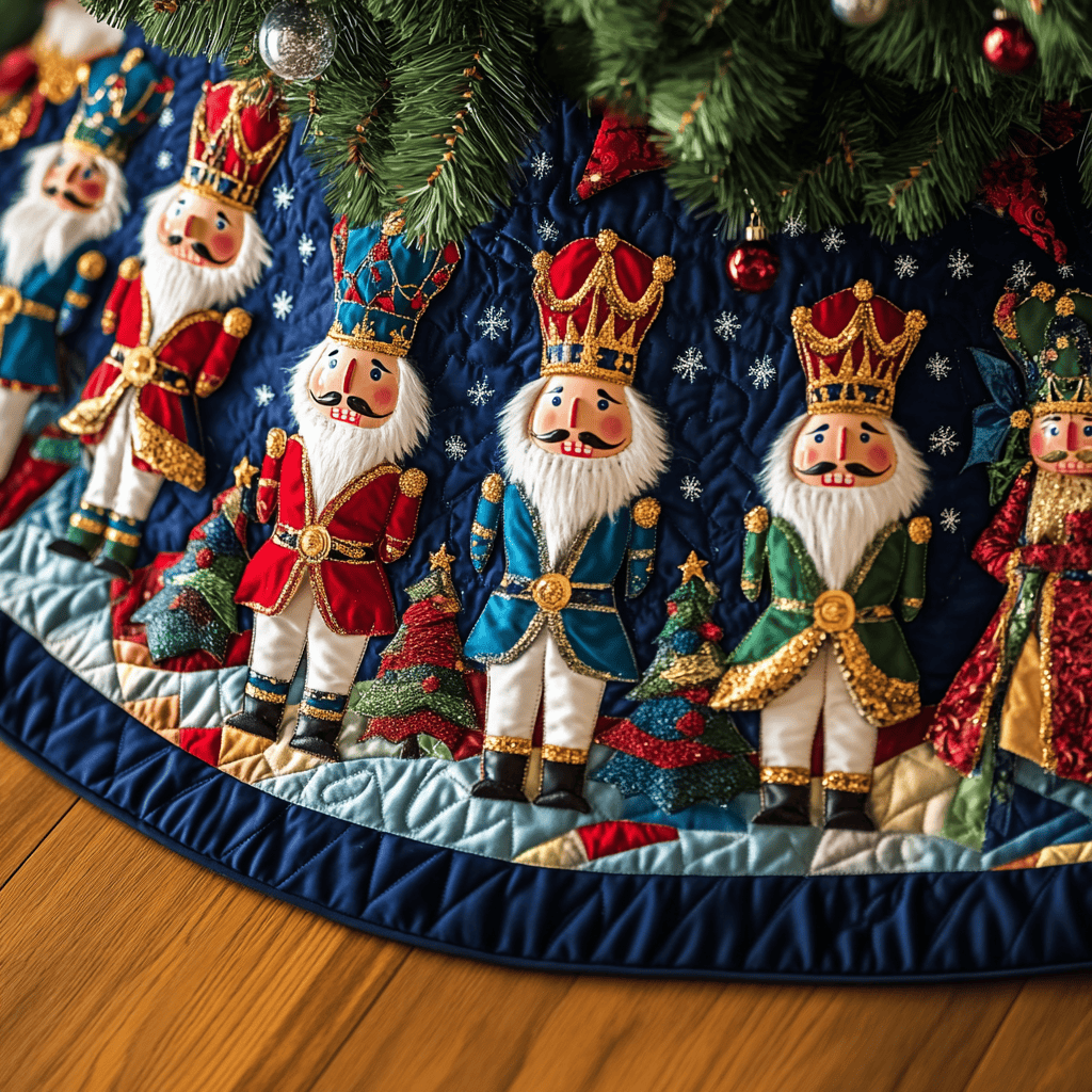 Starry Guardians Quilted Christmas Tree Skirt Perfect Tree Skirt Gift for Mom or Grandma