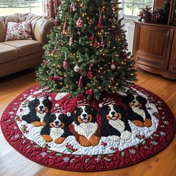 Mountain Christmas Quilted Christmas Tree Skirt Perfect Holiday Gift for Home Decor Lovers