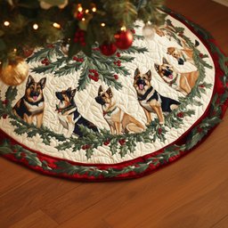 Shepherd Christmas Wish Quilted Christmas Tree Skirt Adorable Holiday Tree Skirt for Cozy Spaces