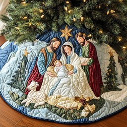 Nativity Grace Quilted Christmas Tree Skirt Meaningful Christmas Gift to Warm the Heart
