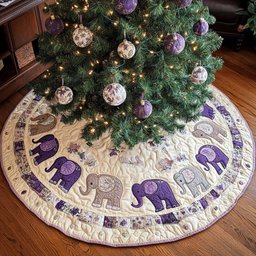 Lavender Dreams Christmas Quilted Tree Skirt Warm and Soft Christmas Tree Skirt for Winter