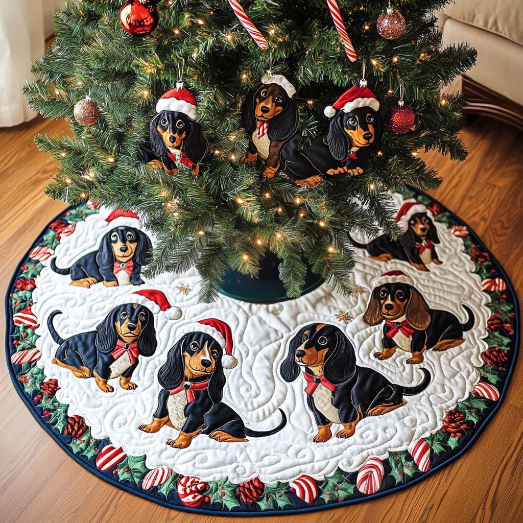 Wiener Wonder Christmas Quilted Tree Skirt Christmas Tree Skirt Gift That Brings Joy