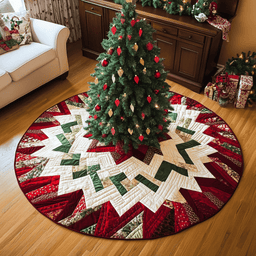 Yuletide Starburst Christmas Quilted Tree Skirt Heartwarming Christmas Tree Skirt Gift for Loved Ones
