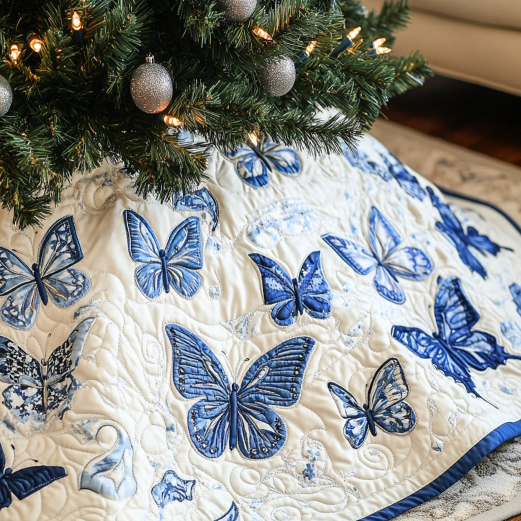 Fluttering Dreams Quilted Christmas Tree Skirt Perfect Tree Skirt Gift for Mom or Grandma