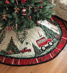 Reindeer Retreat Quilted Christmas Tree Skirt Christmas Tree Skirt Gift That Brings Joy