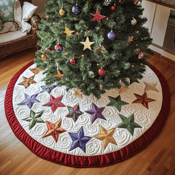 Star Christmas Quilted Tree Skirt Cozy Holiday Tree Skirt to Brighten Your Home