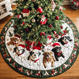 Pitbull Christmas Charm Christmas Quilted Tree Skirt Perfect Tree Skirt Gift for Mom or Grandma
