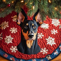Regal Doberman Companion Christmas Quilted Tree Skirt Meaningful Christmas Gift to Warm the Heart