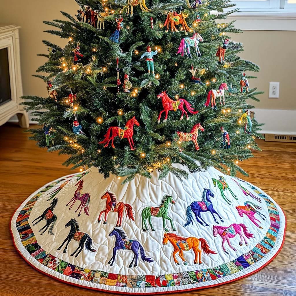 Noble Spirit Christmas Quilted Tree Skirt Lovely Holiday Tree Skirt for Festive Vibes