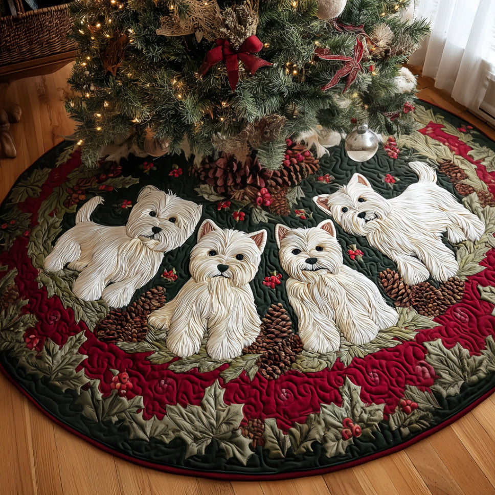 Westie Christmas Cheer Quilted Christmas Tree Skirt Special Holiday Tree Skirt Gift for Newlyweds