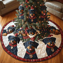 Rottweiler Winter Wonderland Christmas Quilted Tree Skirt Thoughtful Christmas Tree Skirt Gift Idea