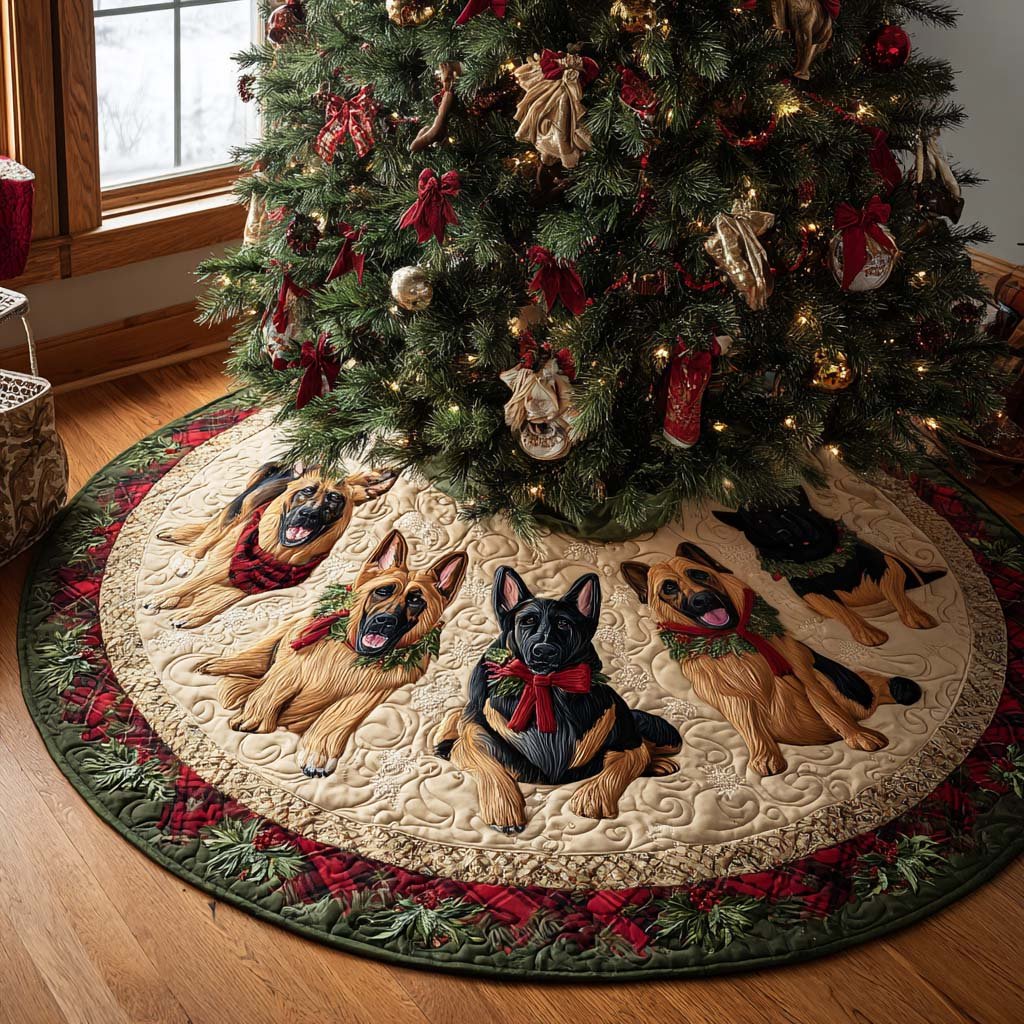 Yuletide Shepherd Quilted Christmas Tree Skirt Exclusive Holiday Tree Skirt Gift for Families