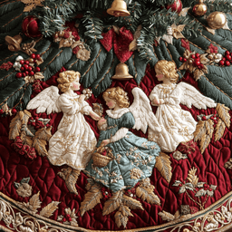 Ornaments Of Heaven Christmas Quilted Tree Skirt Warm and Soft Christmas Tree Skirt for Winter