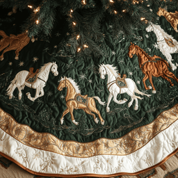 Woodland Steeds Quilted Tree Skirt Charming Tree Skirt for Family Gatherings