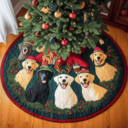 Labrador Christmas Cheer Christmas Quilted Tree Skirt Beautiful Tree Skirt to Complete Your Christmas Look
