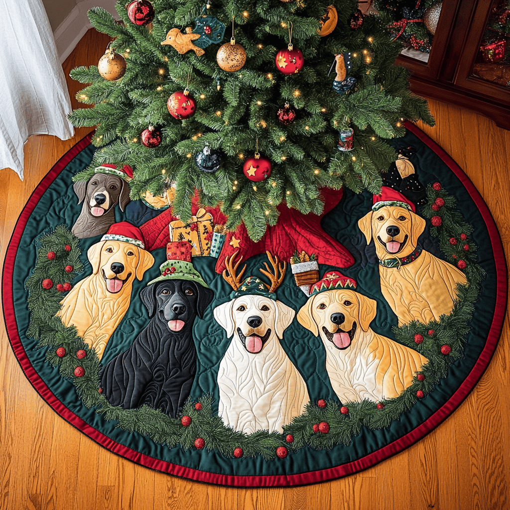 Labrador Christmas Cheer Christmas Quilted Tree Skirt Beautiful Tree Skirt to Complete Your Christmas Look
