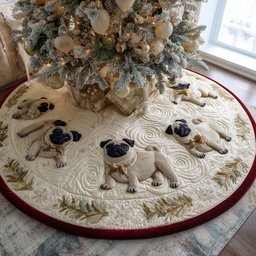 Little Pug Magic Quilted Christmas Tree Skirt Christmas Tree Skirt Gift That Brings Joy