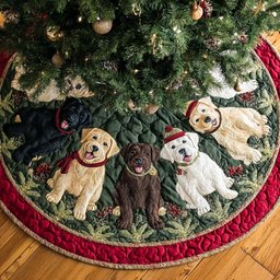 Labrador Retriever Cheer Quilted Christmas Tree Skirt Exclusive Christmas Tree Skirt Merch Collection